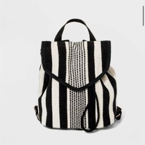 UNIVERSAL THREAD Black and Beige Striped Woven Mini Backpack